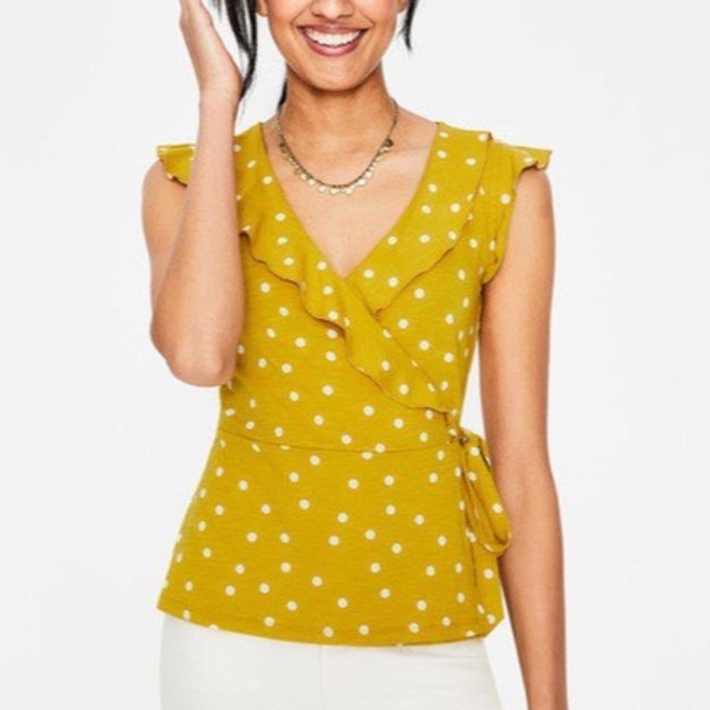 Boden Mustard Wrap Top
